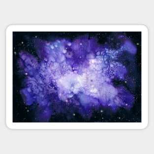 Watercolor Blue Nebula and Starry Sky Sticker